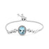 .925 Sterling Silver 10x8mm Oval Blue Topaz and Diamond Accent Lariat 4”-10” Adjustable Bolo Bracelet (H-I Color, SI1-SI2 Clarity) - Evallys.com # #