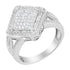 .925 Sterling Silver 2/5 Cttw Princess Cut Diamond Square On Point Cluster Composite Cocktail Ring (H-I Color, SI1-SI2 Clarity) - Evallys.com # #