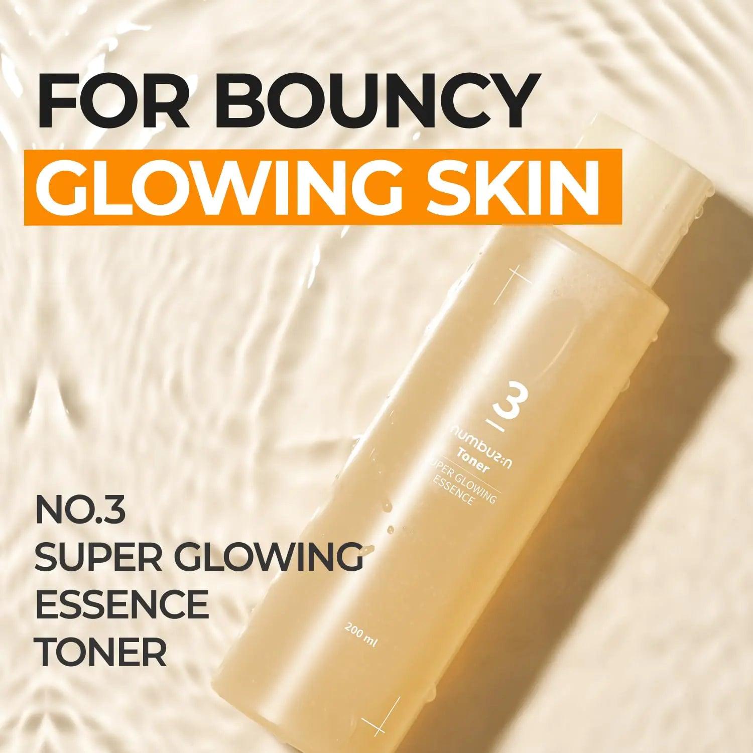 numbuzin No.3 Super Glowing Essence Toner | Fermented Ingredients, Niacinamide, Galactomyces, glowy Skin Radiance, Korean Skin Care for Face | 6.76 Fl Oz 6.76 Fl Oz (Pack of 1) - Evallys.com # #