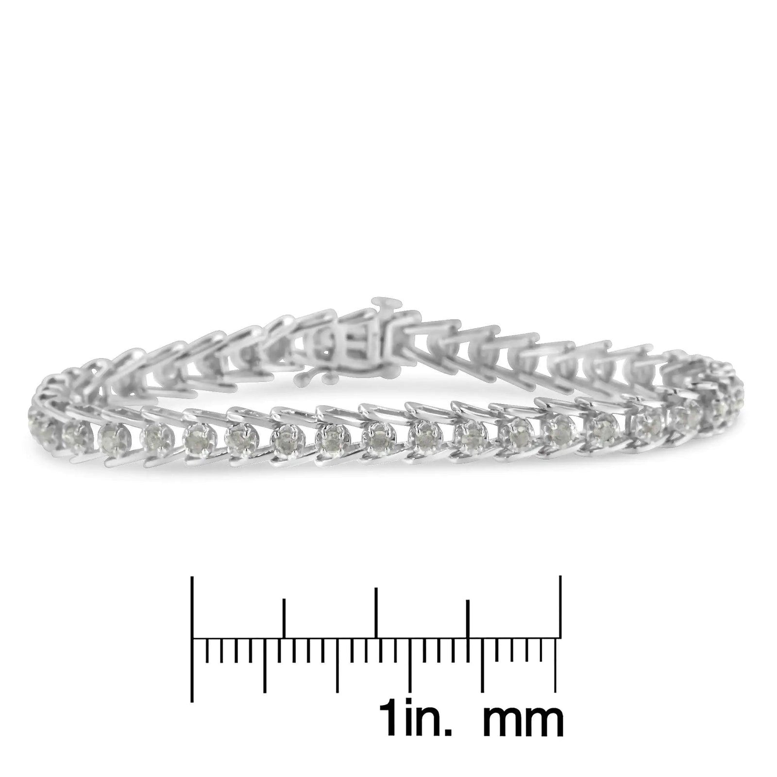 .925 Sterling Silver 2.0 Cttw Diamond Fan Link Tennis Bracelet (I-J Color, I3 Clarity) - 7” - Evallys.com # #