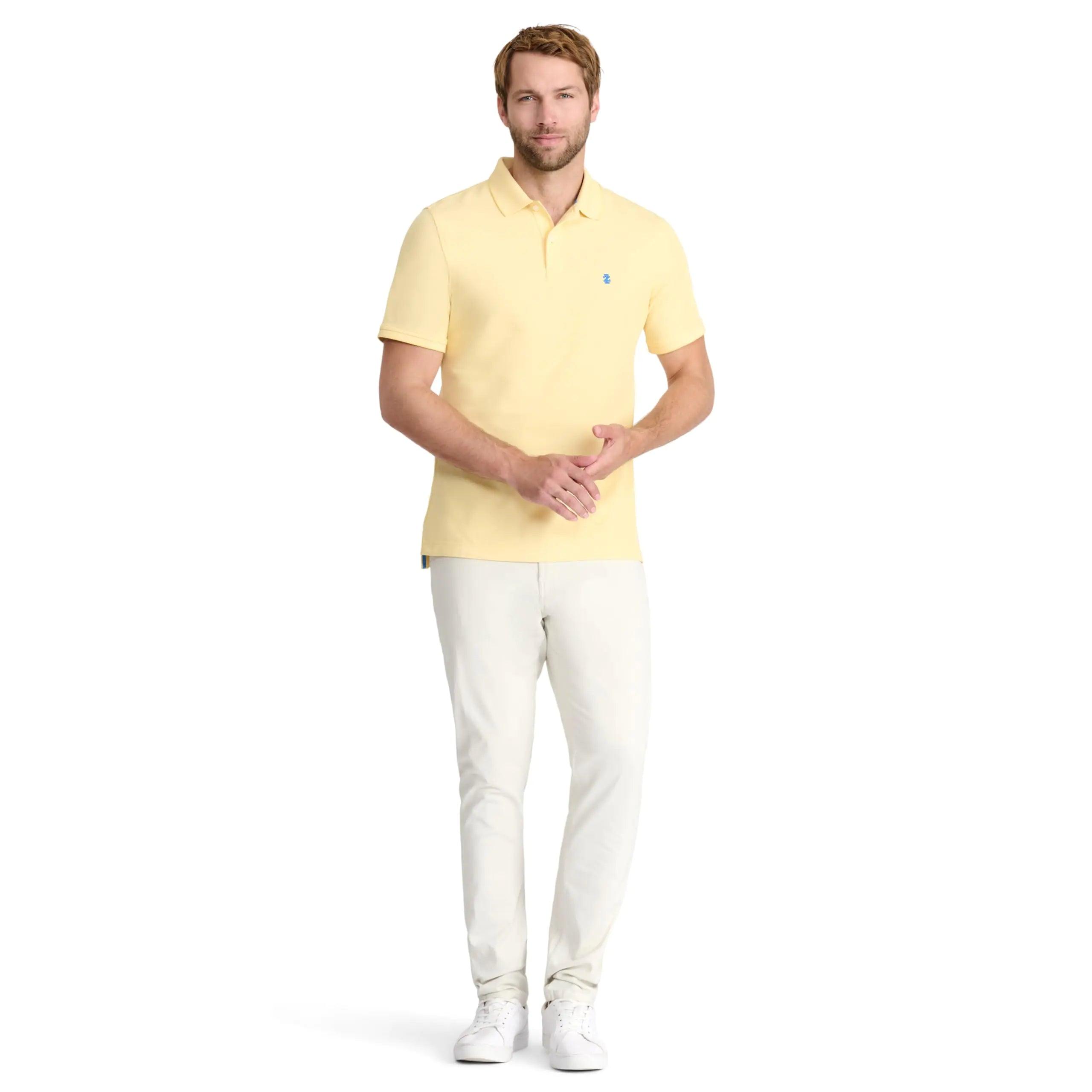 IZOD Men's Advantage Performance Short Sleeve Polo Shirt Classic Fit XX-Large Lemon - Evallys.com # #