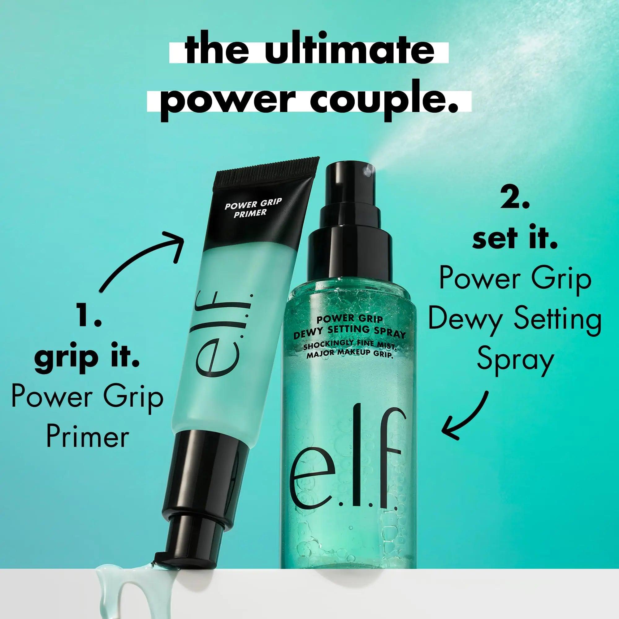 e.l.f. Power Grip Dewy Setting Spray, Ultra Fine Mist Made With Hyaluronic Acid, Grips Makeup For A Hydrated, Dewy Finish, Vegan & Cruelty-Free - Evallys.com # #