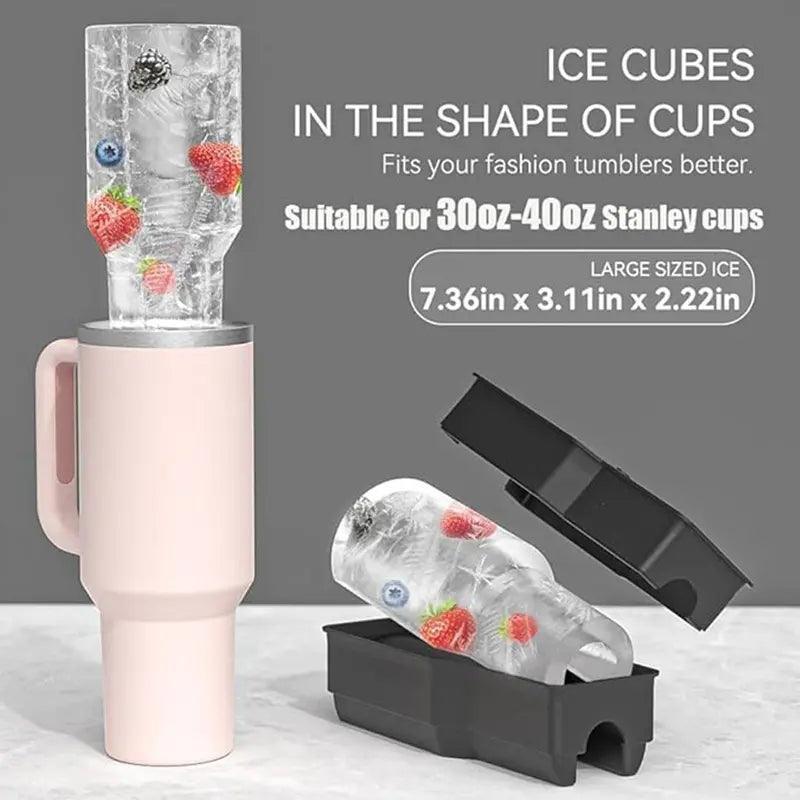 Ice Cube Tray with Lid, Reusable Creative Cup Shaped Ice Cube Mold for Tumbler Cup, Silicone Ice Mold for Home, Kitchen Gadgets, Kitchen Accessories - Evallys.com # #