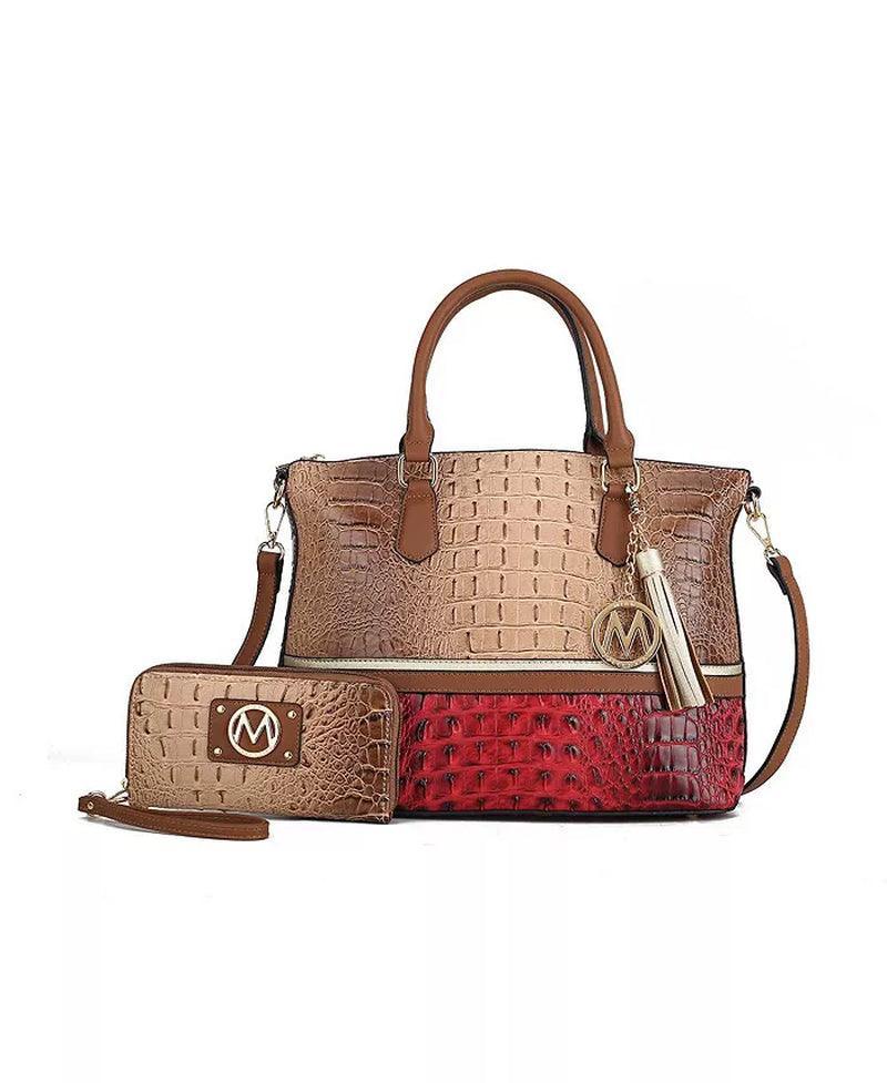 Autumn Crocodile Skin Tote Bag with Wallet by Mia K. - Evallys.com # #