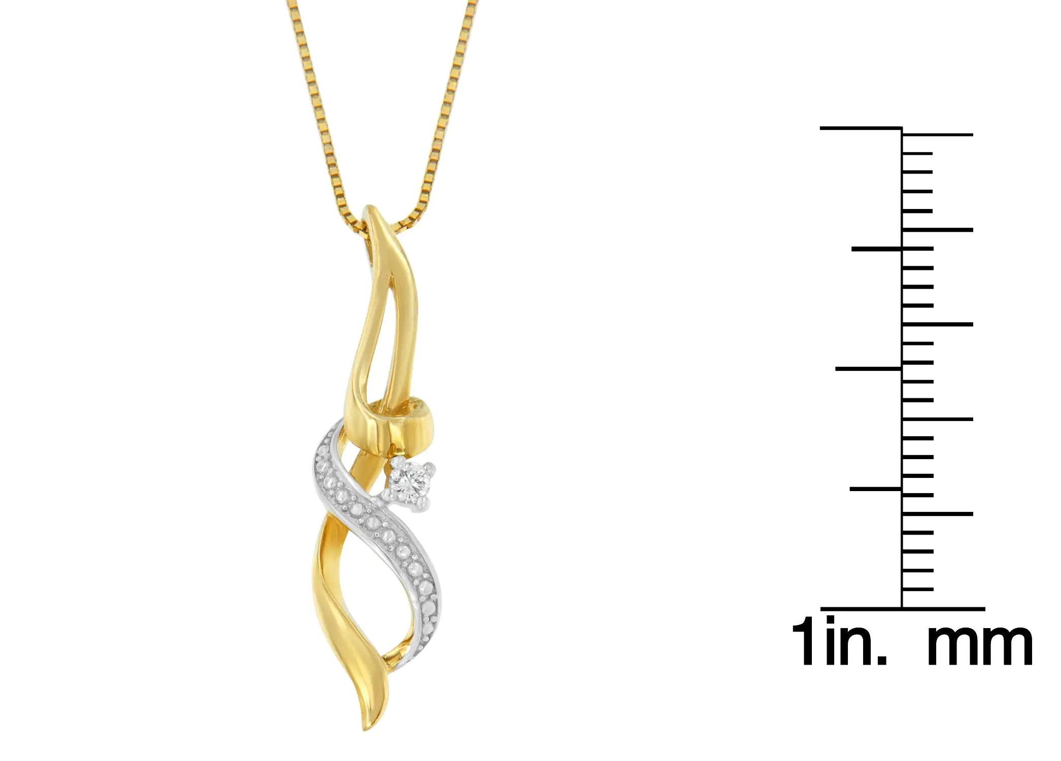 Espira 10K Yellow Gold 1/20 cttw Round Cut Diamond Accent Swirl Pendant Necklace (H-I, I1-I2) - Evallys.com # #