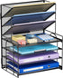 Marbrasse 2 Pack Desk Organizer with Handle, 5 Tier Paper Organizer Letter Tray Organizer, Mesh Desk File Organizer for Office, School and Home - Evallys.com # #