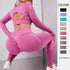 2Pcs Sports Suits Long Sleeve Hollow Design Tops and Butt Lifting High Waist Seamless Fitness Leggings Sports Gym Sportswear Outfits Clothing - Evallys.com # #