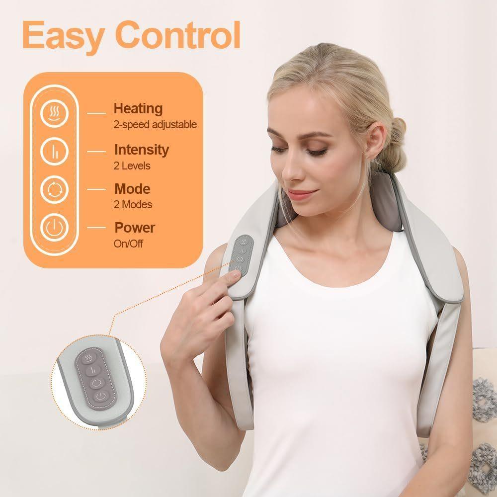 Neck Shoulder Back Massager With Heat - Shiatsu Massager Adjustable Relaxing Gift Plug-in Comfort - Evallys.com # #