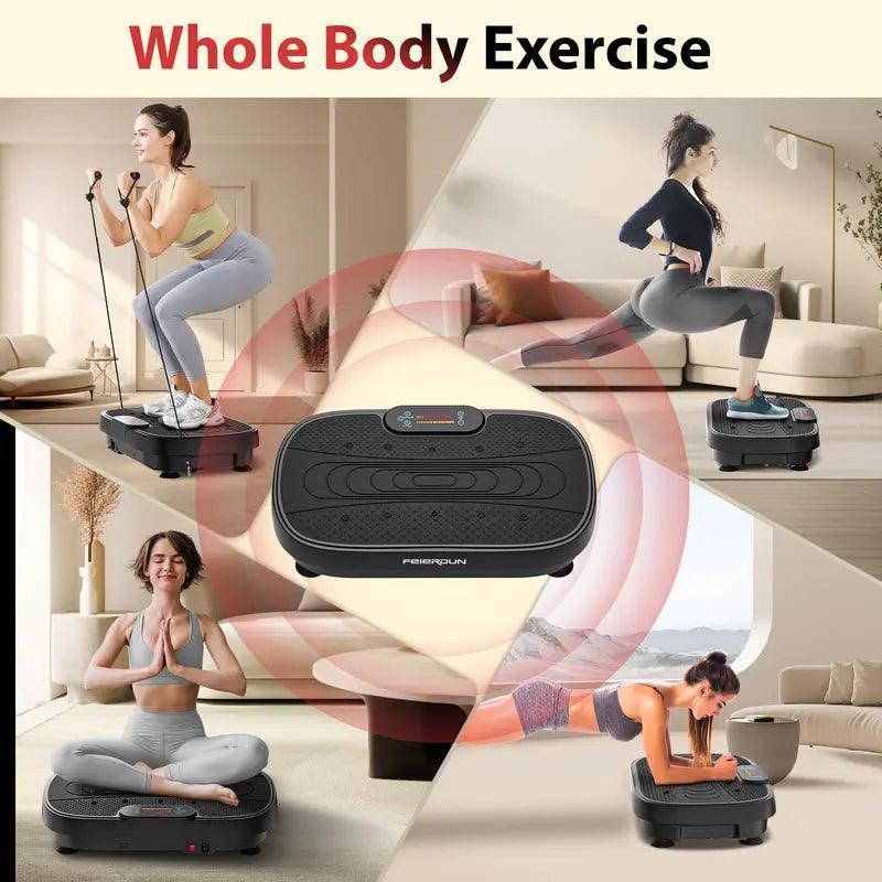 FEIERDUN Vibration Exercise Machine, Power Waver Vibration Plate Platform for Lymphatic Drainage Whole Body ,With 2 Resistance Bands,120 Levels - Evallys.com # #