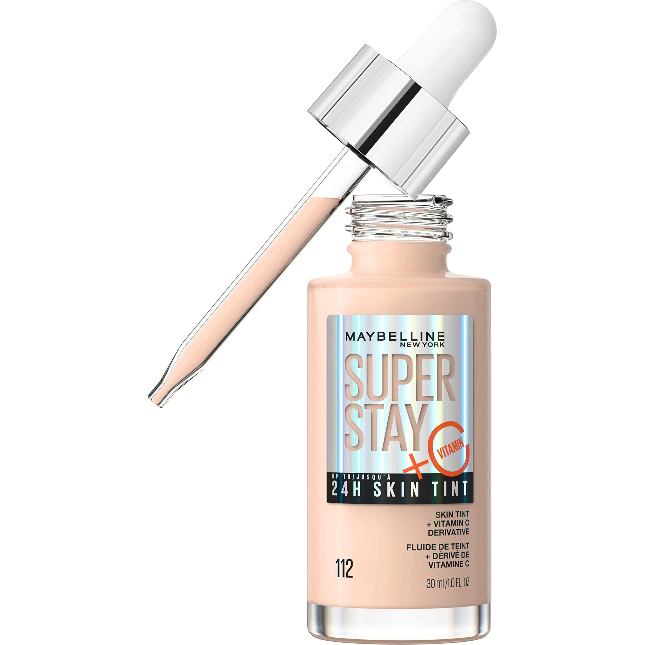 Maybelline Super Stay Up to 24HR Skin Tint, Radiant Light-to-Medium Coverage Foundation, Makeup Infused With Vitamin C, 112, 1 Count 1 Fl Oz (Pack of 1) - Evallys.com # #