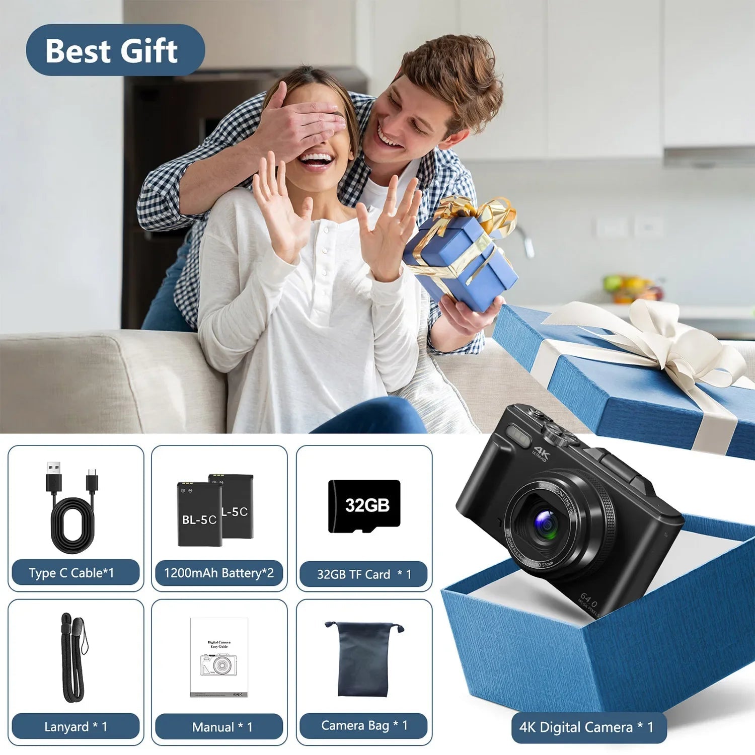 4K compact digital photography camera, 18x digital zoom, vintage vlog video recorder for YouTube, 180° flip screen, WiFi webcam - Evallys.com