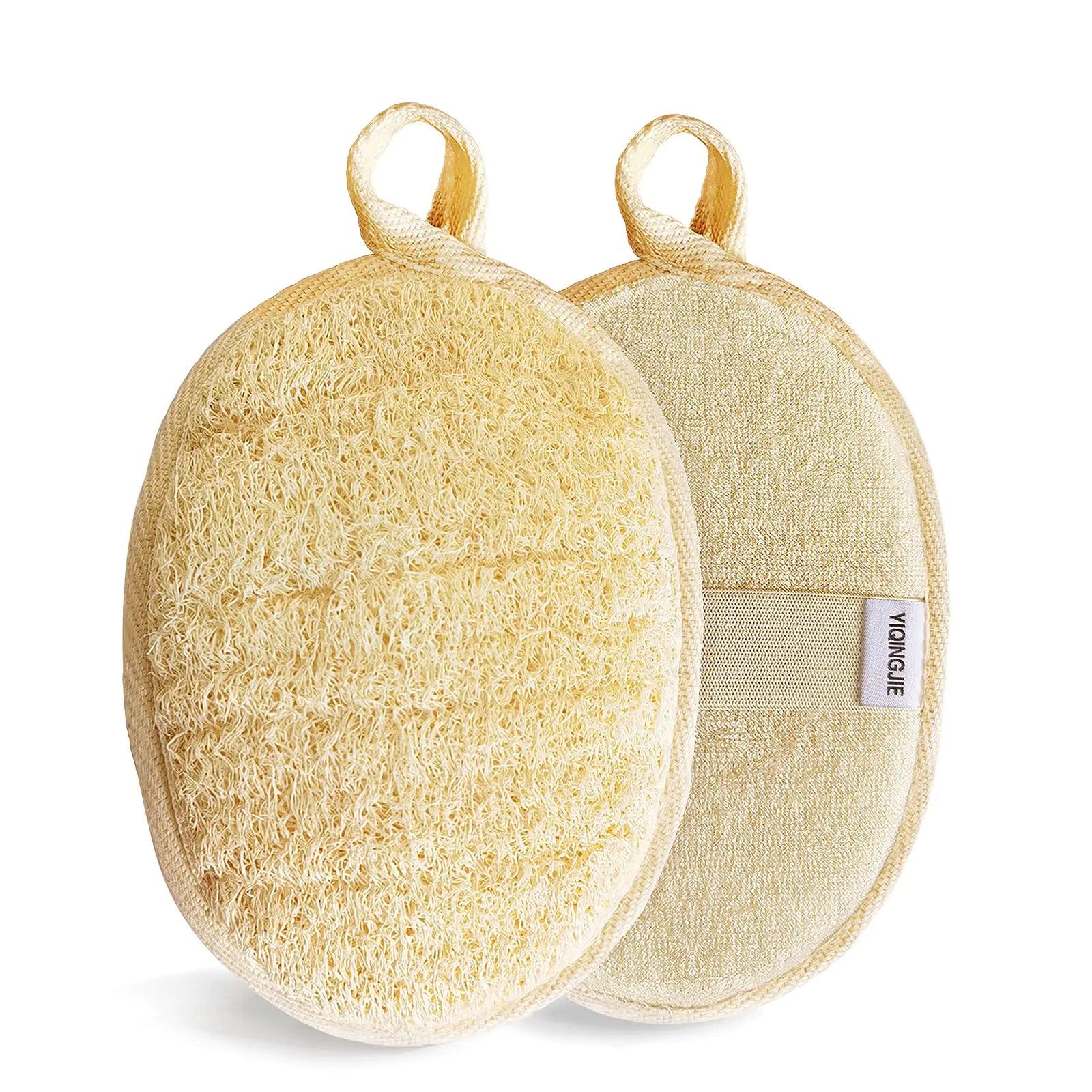 Natural Loofah Sponge Exfoliating Body Scrubber (2 Pack),Made with Eco-Friendly and Biodegradable Shower Luffa Sponge, Loofah for Women and Men, Beige 2 Count (Pack of 1) - Evallys.com # #