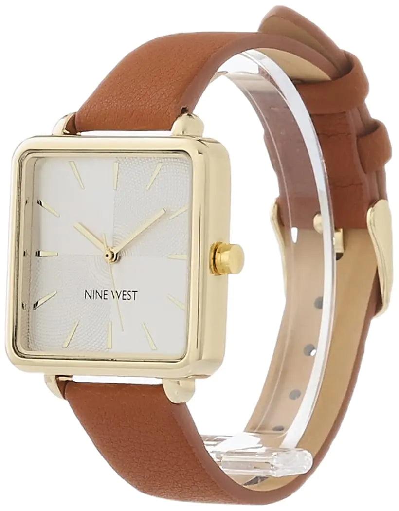 Nine West Women's Strap Watch Brown/Gold - Evallys.com # #