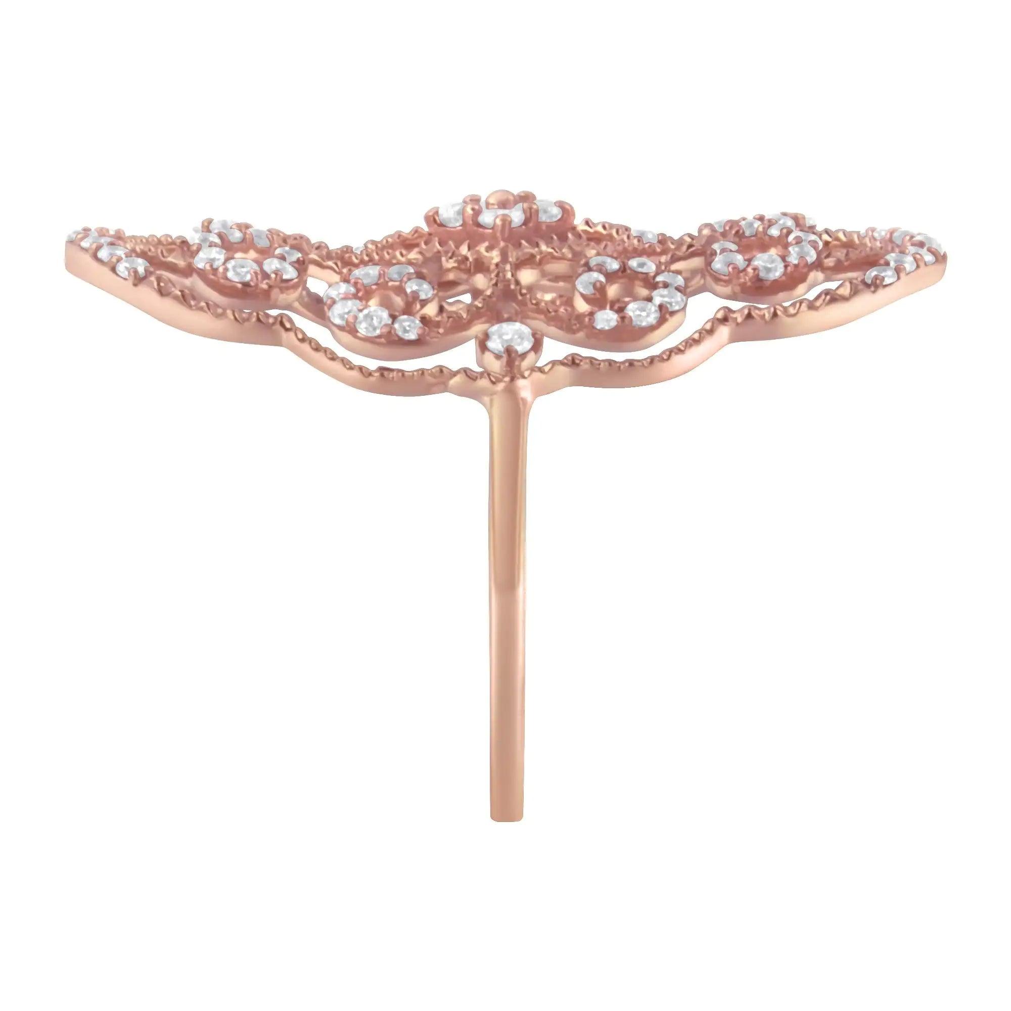 10KT Rose Gold Diamond Cocktail Ring (1/2 cttw, H-I Color, I1-I2 Clarity) - Evallys.com # #