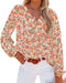 BTFBM Women Casual Boho Blouse Fashion Floral Shirts V Neck Long Puff Sleeve Lightweight Chiffon Summer Fall Tops 2024 Floral Orange Large - Evallys.com # #