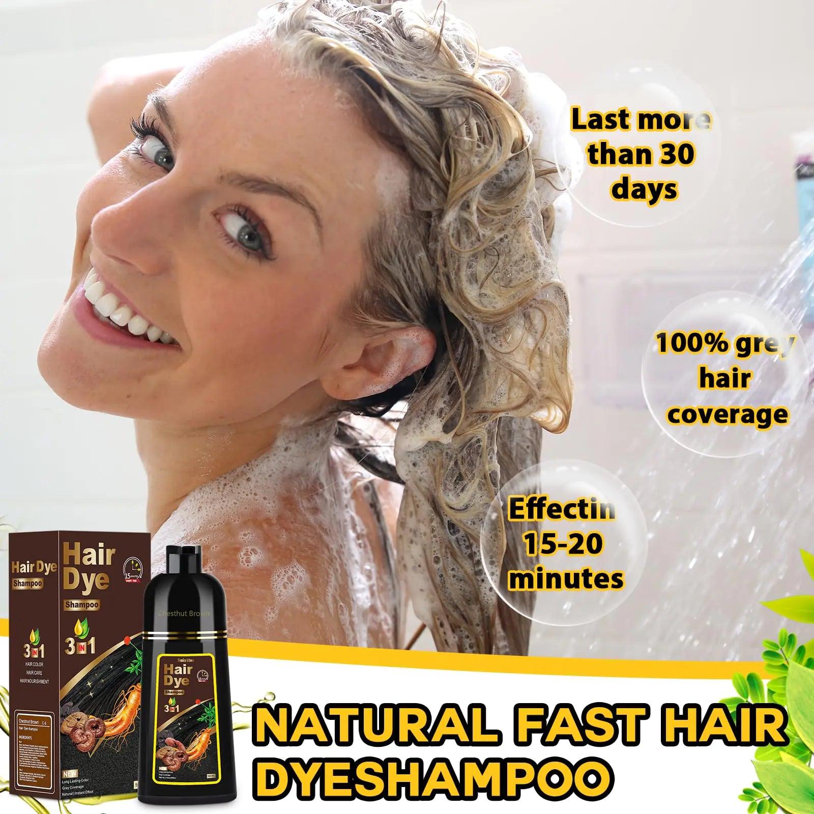 Chestnut Brown Hair Dye Shampoo for Women Men,Herbal Color Shampoo 16.9 Fl Oz, Light Brown - Evallys.com # #