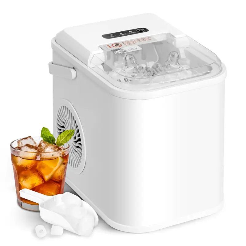 Simple Deluxe Ice Maker Machine for Countertop, 26Lbs Ice/24Hrs, 9 Ice Cubes Ready in 6 Mins, Self-Clean, with Scoop and Basket Kitchen Lightweight Utensils Portable - Evallys.com # #