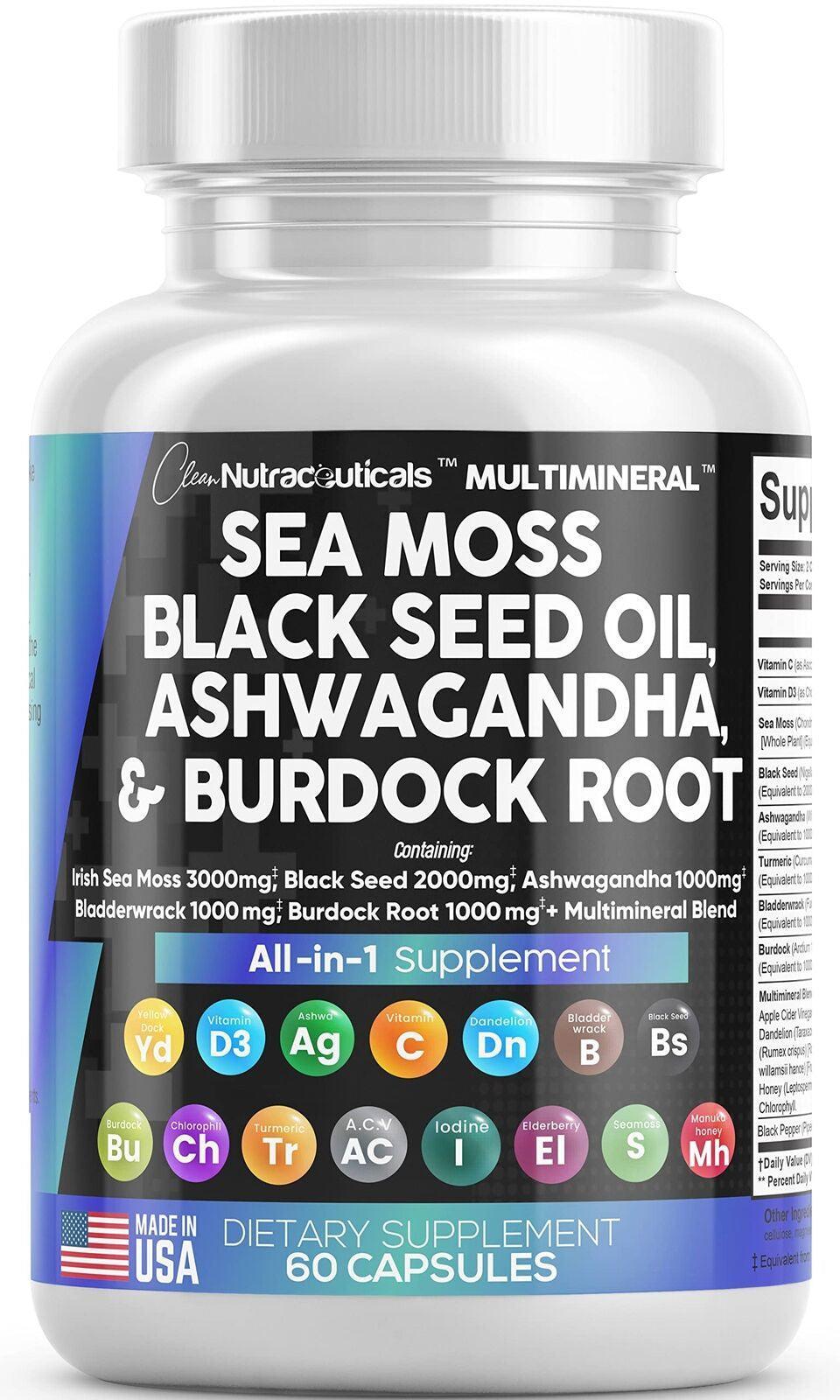 Sea Moss 3000Mg Black Seed Oil 2000Mg Ashwagandha 1000Mg Turmeric 1000Mg Blad... - Evallys.com # #