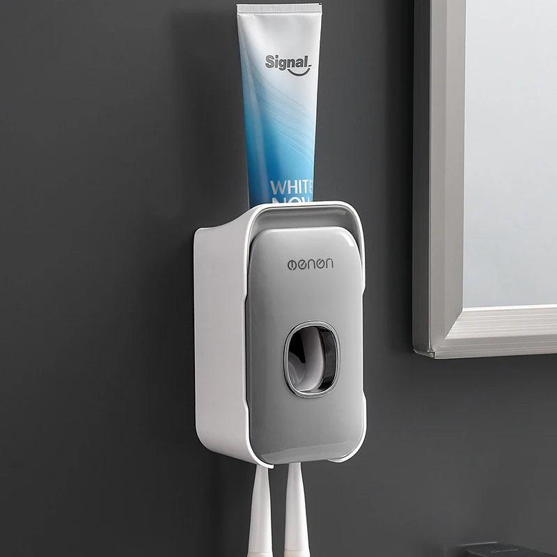 Automatic Toothpaste Dispenser Squeezer with Toothbrush Holder Wall Mounted Bathroom Accessories Sets - Evallys.com # #