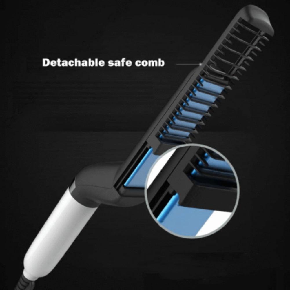 Electric Hair Straightener Brush,Men Quick Beard Straightener Styler Comb,Hair Straightening,Curly Hair Straightening Comb,Side Hair Detangling,Multifunctional Hair Curling Curler - Evallys.com # #