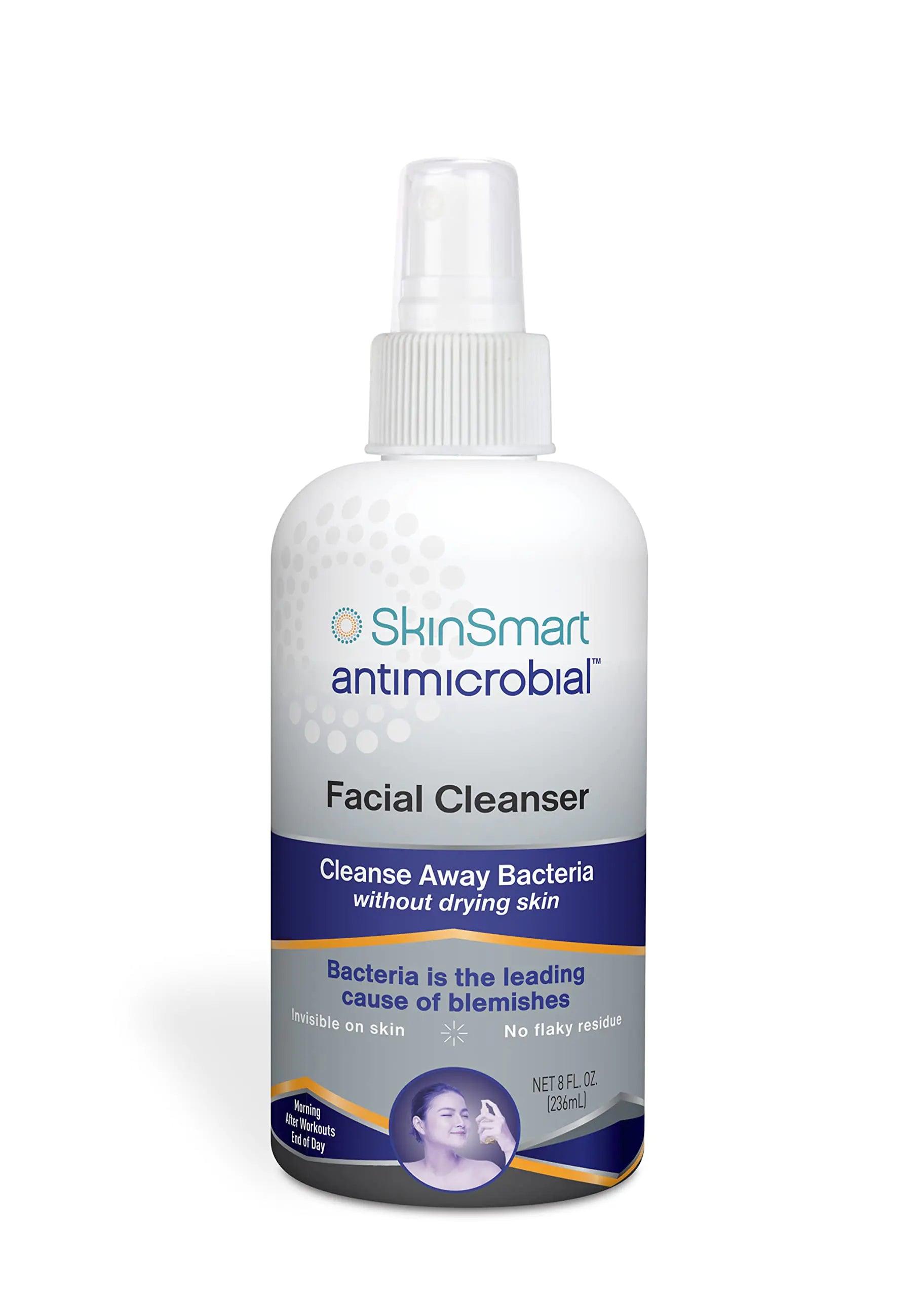 SkinSmart Facial Cleanser for Acne, Targets Bacteria for Active Teenage Athletes Post Workout and Adult Acne, 8 oz Spray Bottle, Safe for Multiple Daily Uses 8 Fl Oz (Pack of 1) - Evallys.com # #