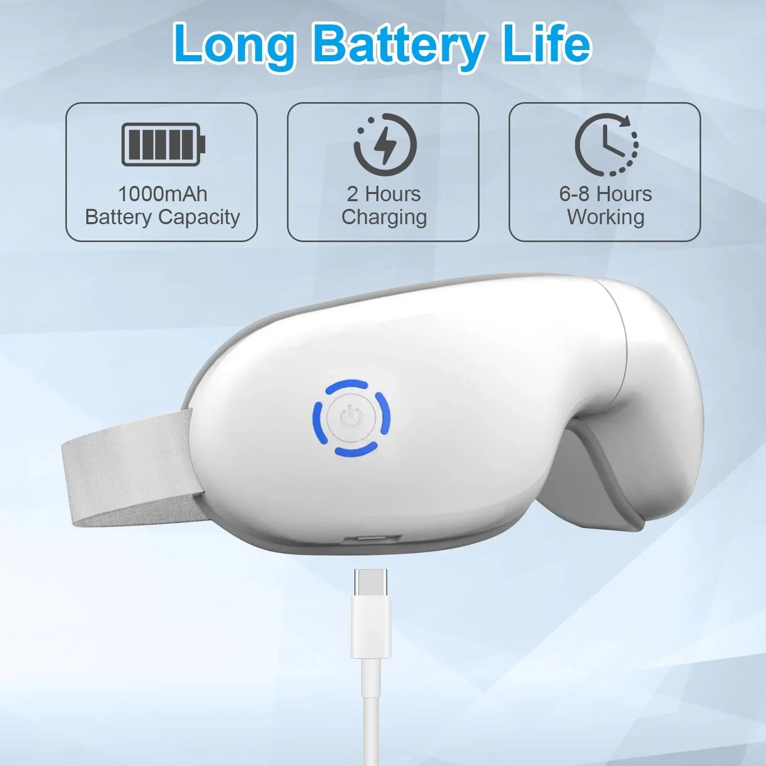 1Pc Eye Massager With Heat Music Air Pressure Vibration Massage Rechargeable For Men Women Elders Wireless Eye Mask - Evallys.com