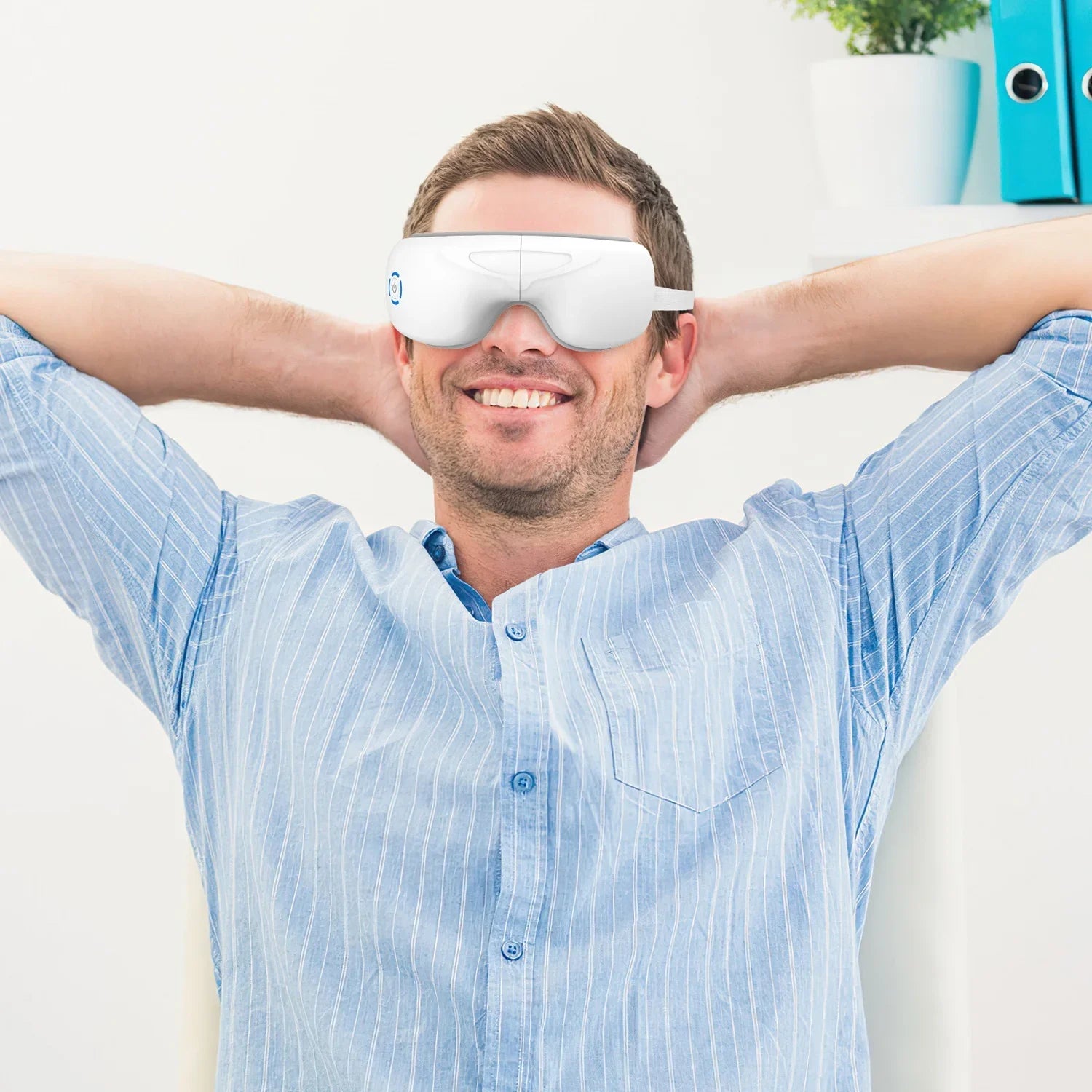 1Pc Eye Massager With Heat Music Air Pressure Vibration Massage Rechargeable For Men Women Elders Wireless Eye Mask - Evallys.com