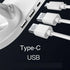 Close-up of a charging dock showing Type-C and USB ports with connected cables, perfect for fast charging.