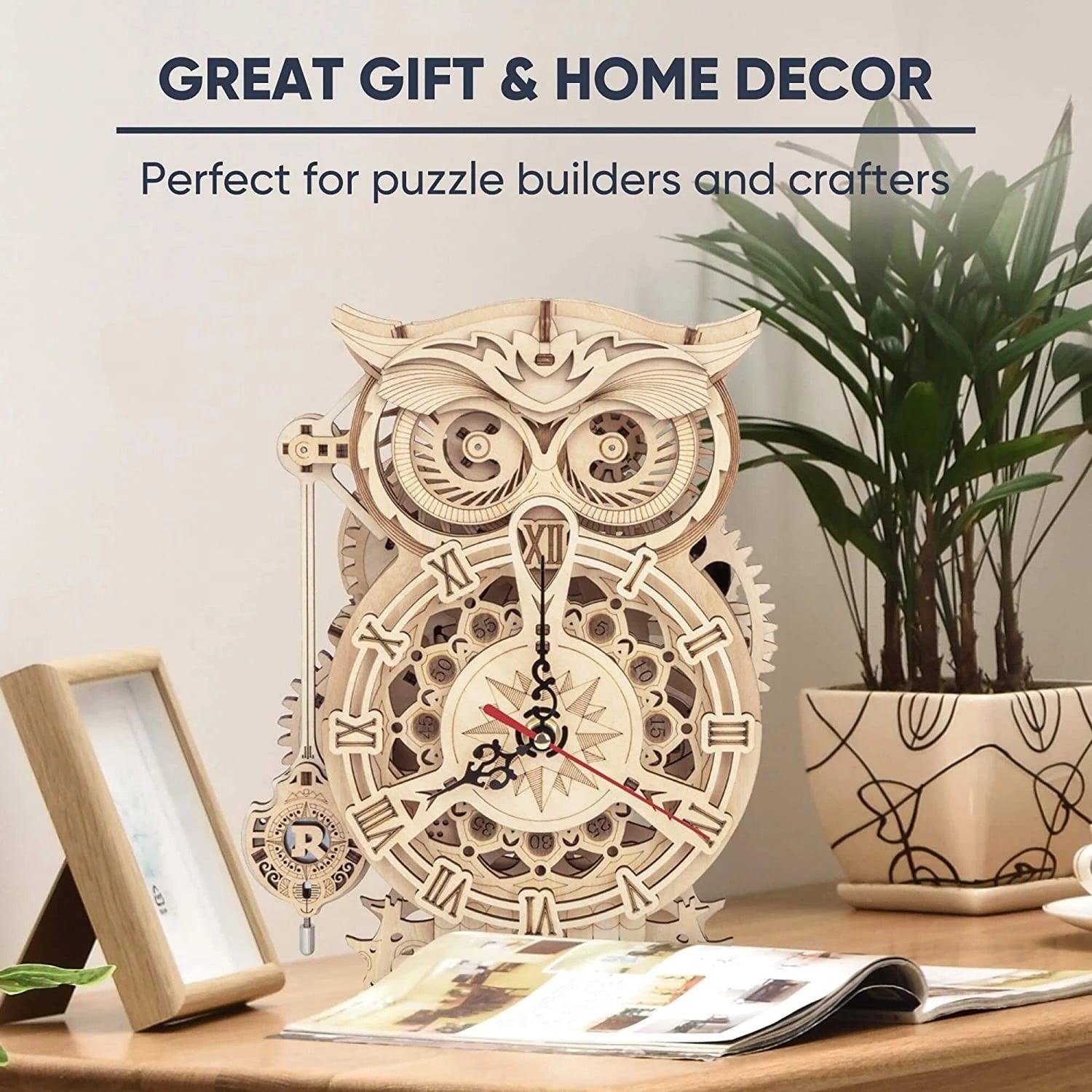 Robotime Rokr Creative DIY Toys 3D Owl Wooden Clock Building Block Kits For Children Christmas Gifts Home Decoration LK503 - Evallys.com # #