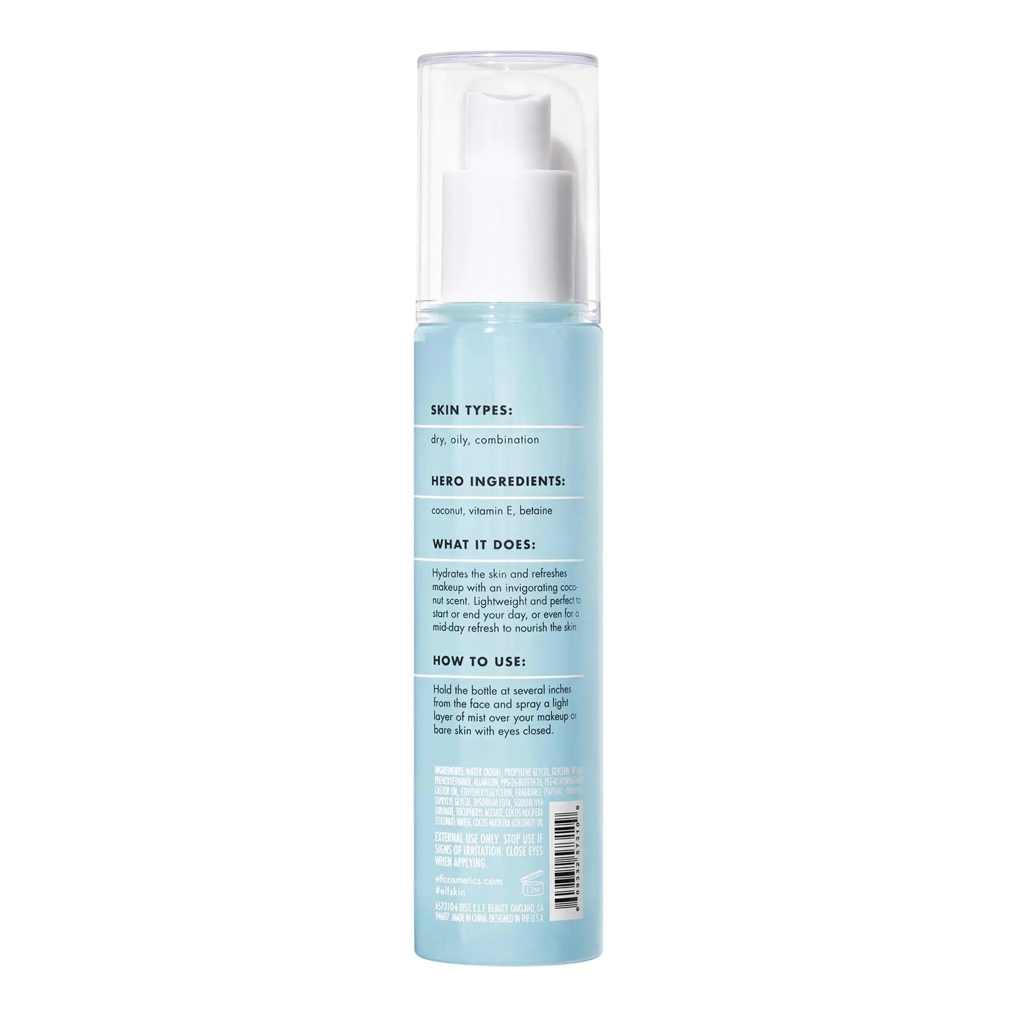 e.l.f. Cosmetics Holy Hydration! Hydrating Coconut Mist, Refreshes, Soothes & Invigorates Skin, Tropical Scent, 2.7 Fl Oz (Pack of 1) 2.7 Fl Oz (Pack of 1) - Evallys.com # #