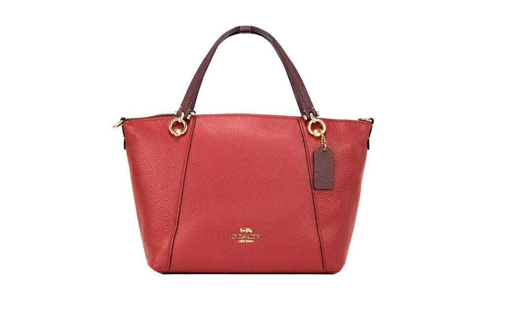 Coach Kacey Colorblock Red Apple Leather Top Zip Satchel - Evallys.com # #