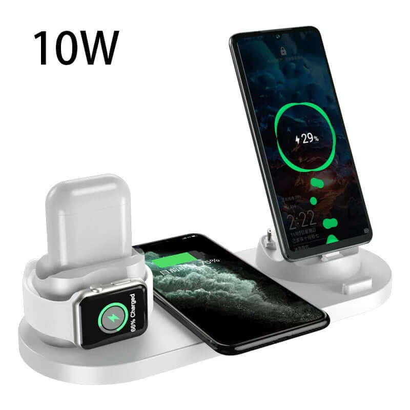 Wireless charger dock station for iPhone and Apple Watch, 10W fast charging pad with indicator.