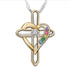 Cross Love Colorful Imitatio Gemstone Pendant Alloy Clavicle Chain - Evallys.com # #