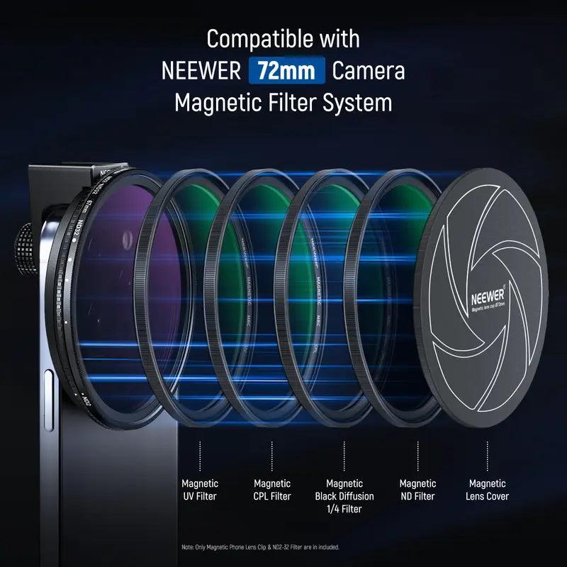 NEEWER Clip on 67Mm ND2-32 Magnetic Phone Lens Filter Kit - Evallys.com # #