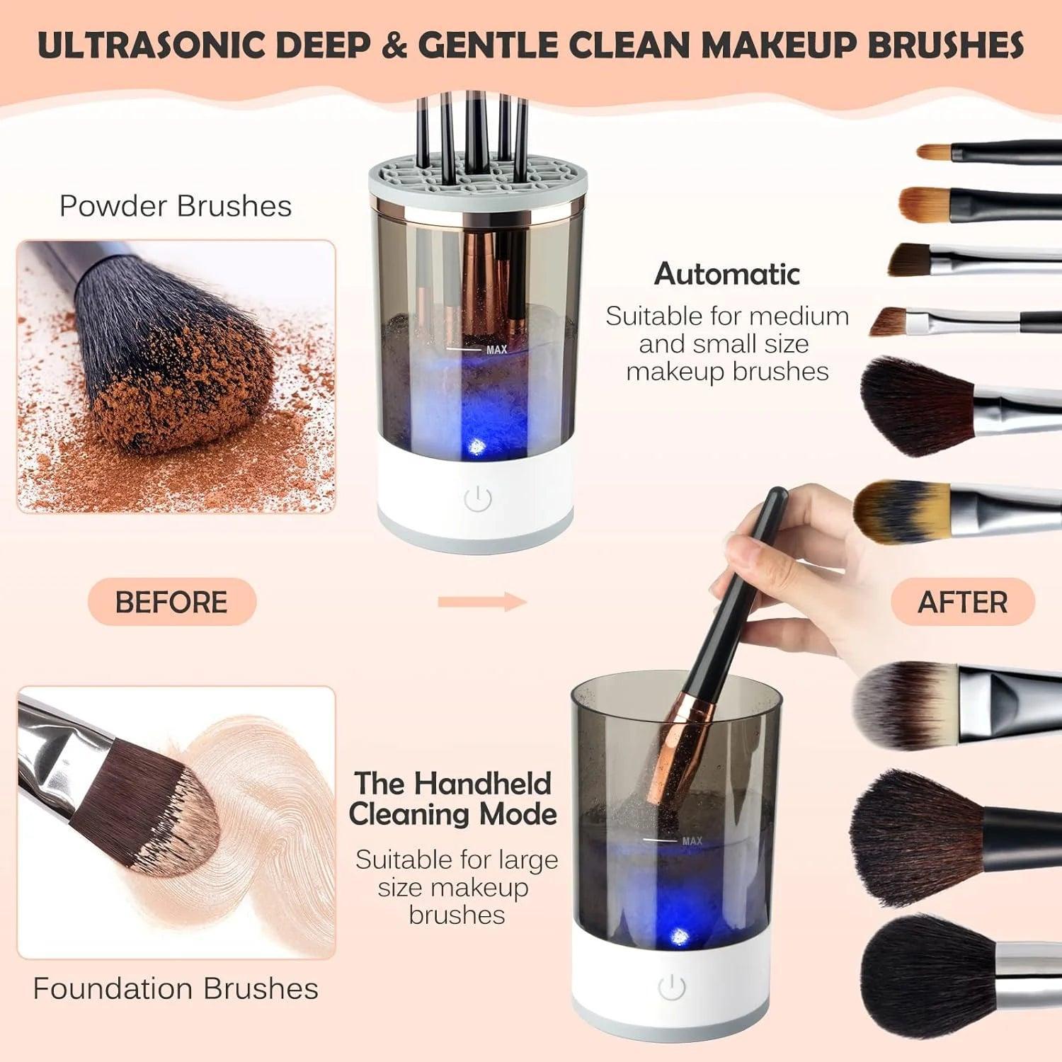 Electric Makeup Brush Cleaner, Cosmetic Brush Cleaner, Automatic Spinning Makeup Brush Cleaner for All Size Makeup Brush, Gift for Women Wife Friend - Evallys.com # #