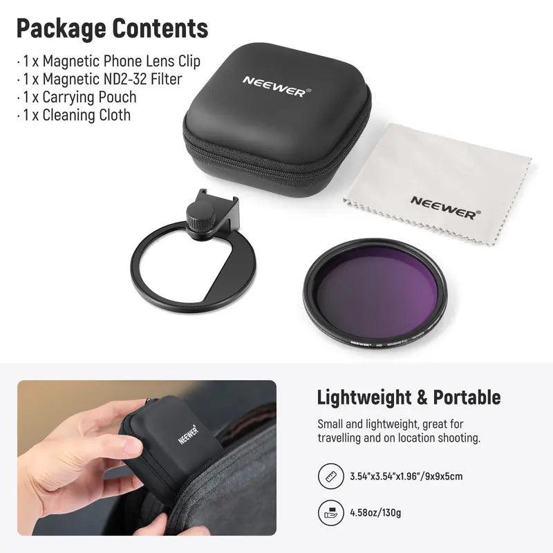 NEEWER Clip on 67Mm ND2-32 Magnetic Phone Lens Filter Kit - Evallys.com # #