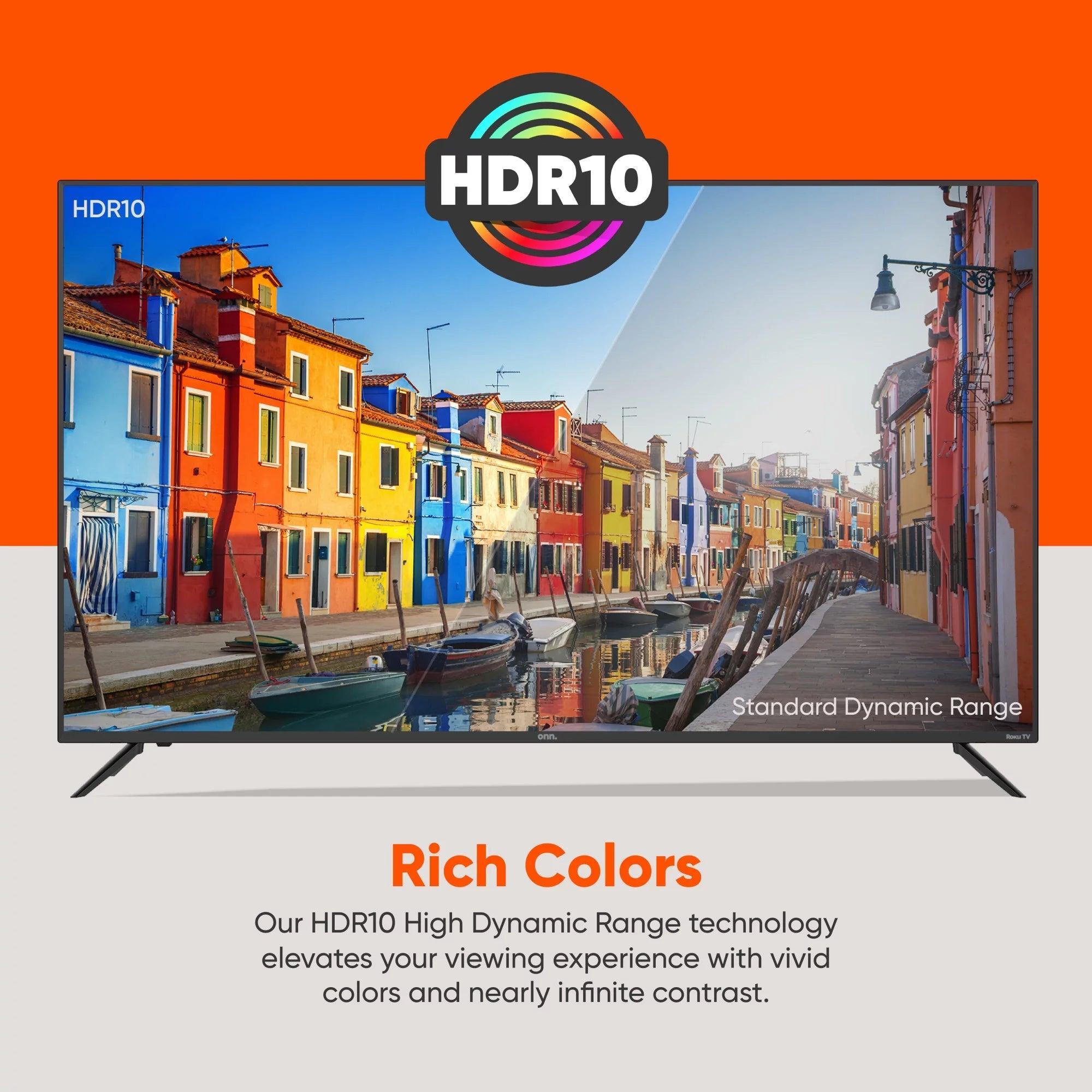 Onn. 50” Class 4K UHD (2160P) LED Roku Smart Television HDR (100012585) - Evallys.com # #