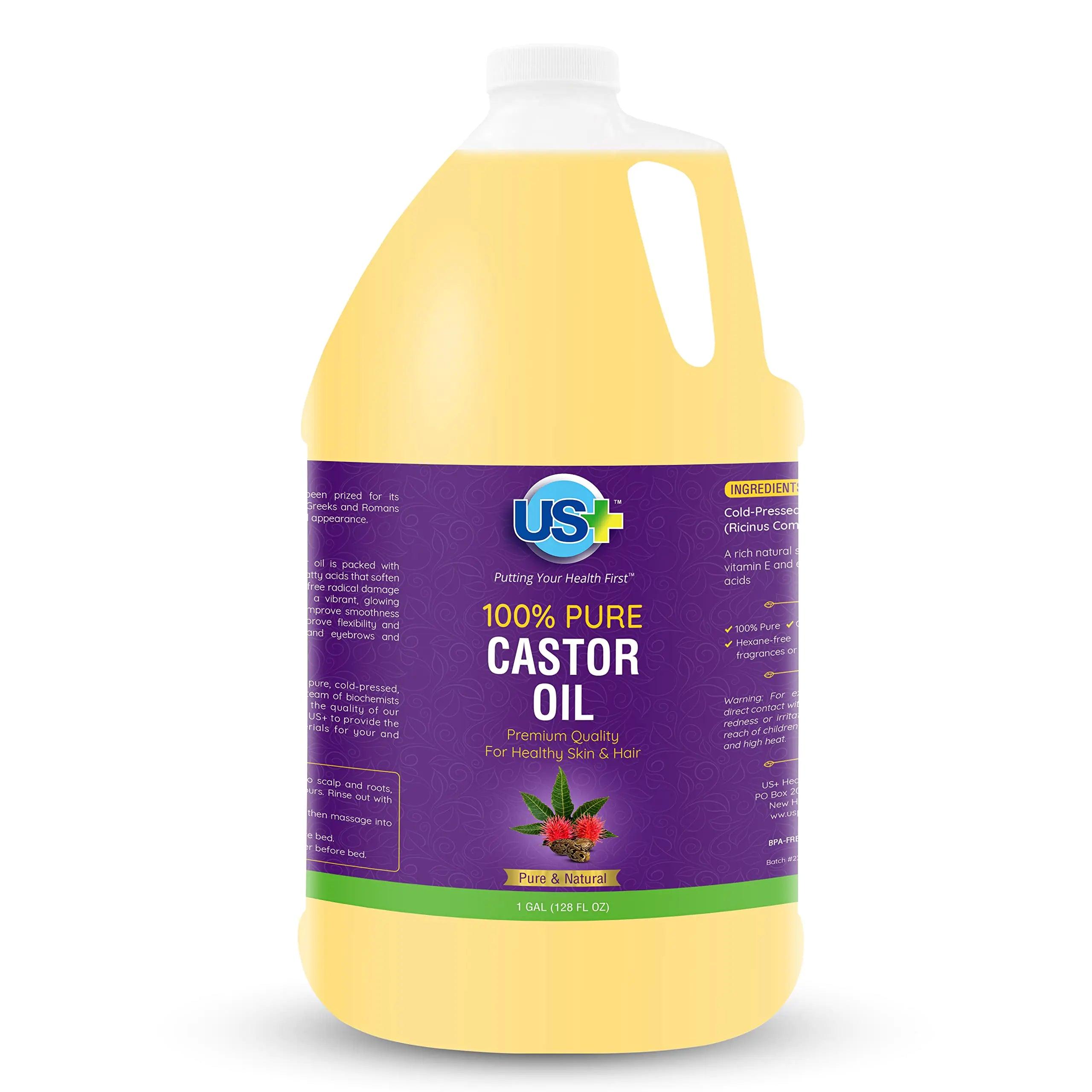 100% Pure Castor Oil - Cold-pressed, Unrefined, Hexane-free - Premium Quality - USP Grade (1 Gallon) - Evallys.com # #