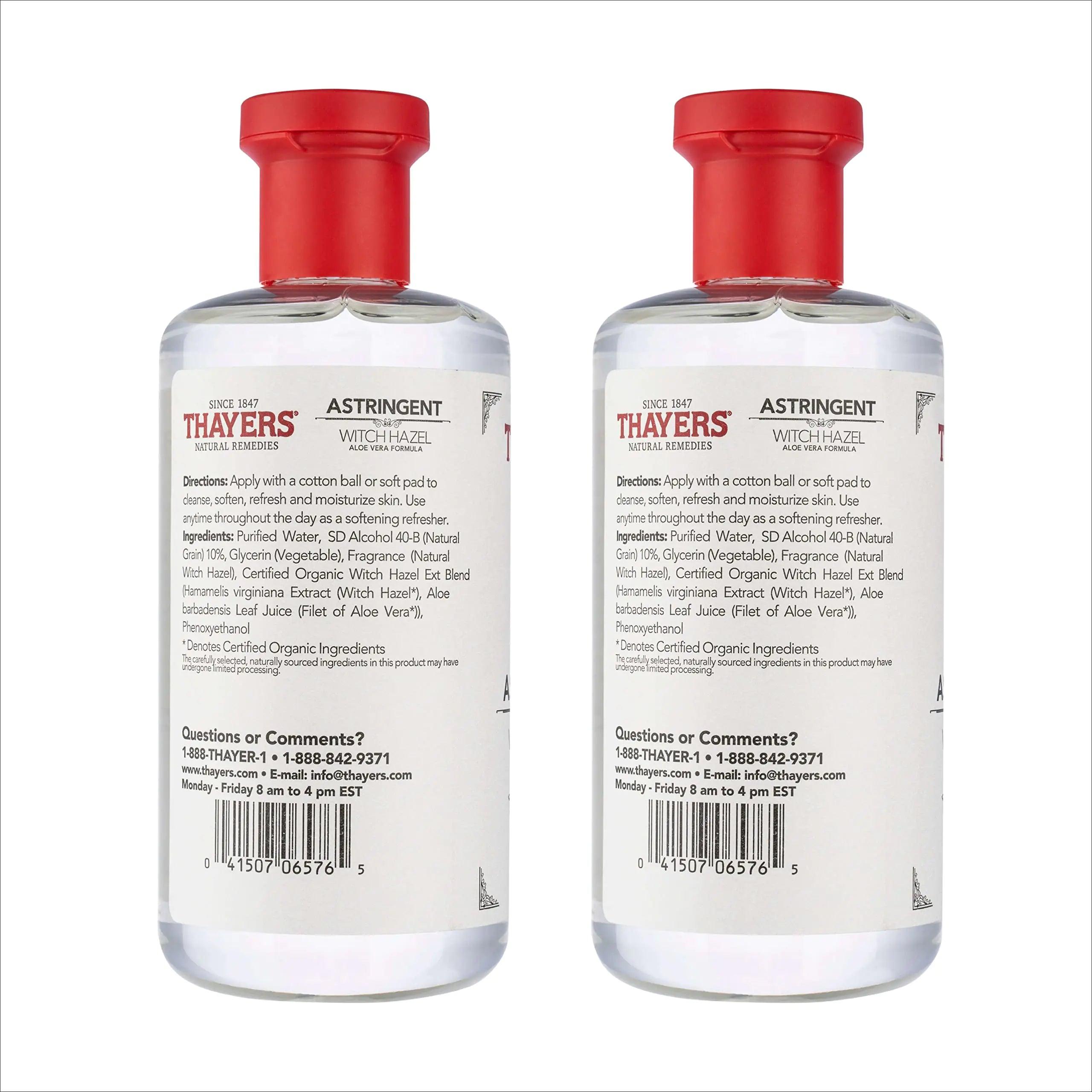 THAYERS Original Witch Hazel Astringent with Aloe Vera, 12 Oz (Pack of 2) 12 Fl Oz (Pack of 2) - Evallys.com