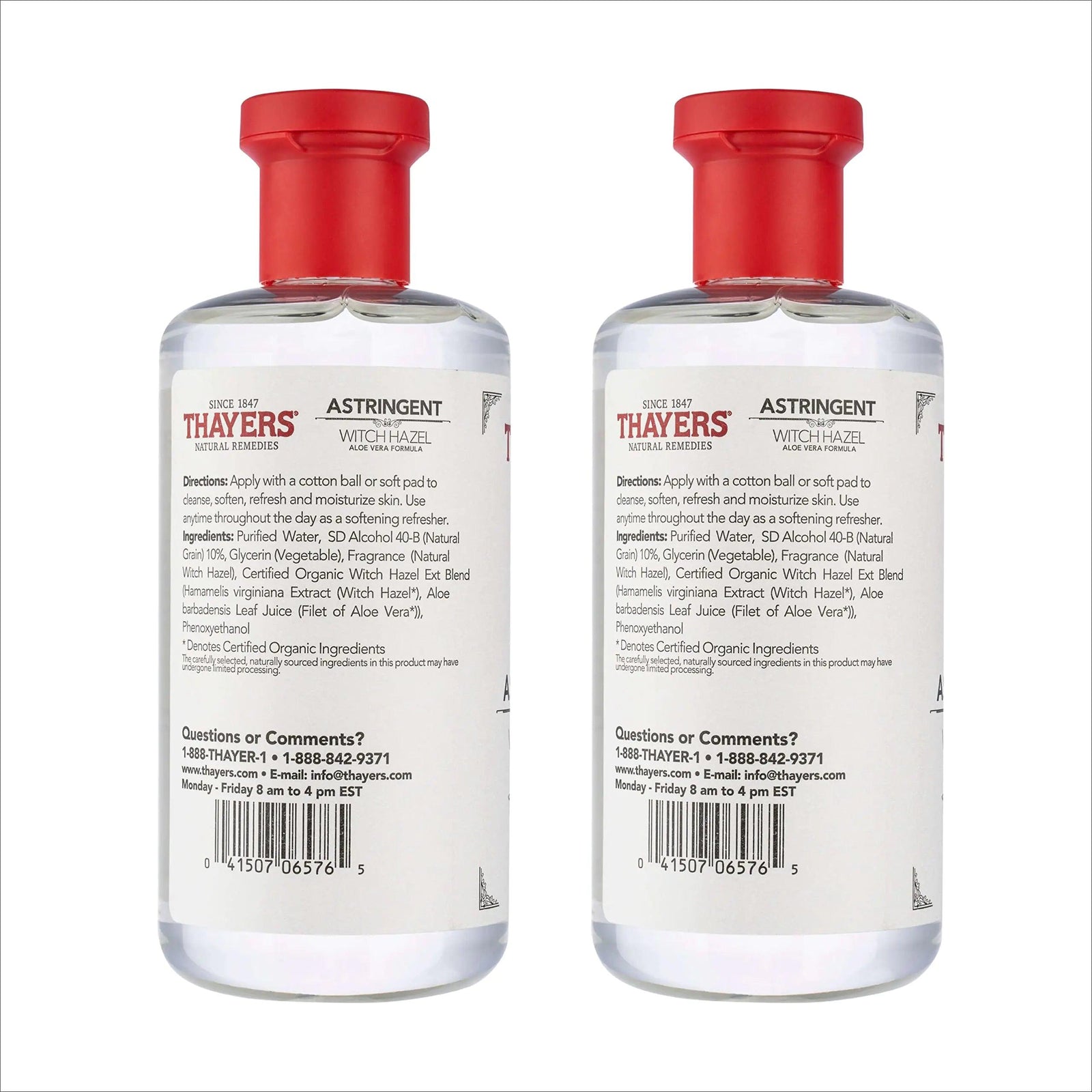 THAYERS Original Witch Hazel Astringent with Aloe Vera, 12 Oz (Pack of 2) 12 Fl Oz (Pack of 2) - Evallys.com