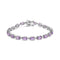 .925 Sterling Silver 8 1/2 Cttw Oval Shaped Purple Amethyst Link Bracelet - 7" Inches - Evallys.com # #