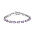 .925 Sterling Silver 8 1/2 Cttw Oval Shaped Purple Amethyst Link Bracelet - 7" Inches - Evallys.com # #