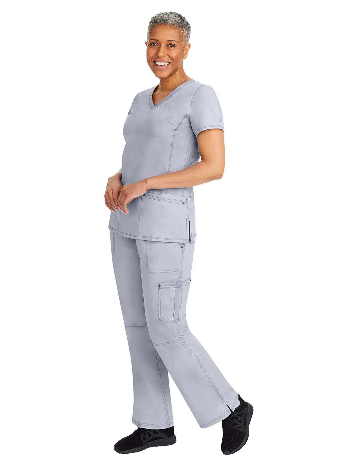 Healing Hands Womens Scrubs Pants 5 Pocket Purple Label 9133 Cargo Tori Women Yoga Pant Lightweight Soft Fabric 4X-Large Grey - Evallys.com # #