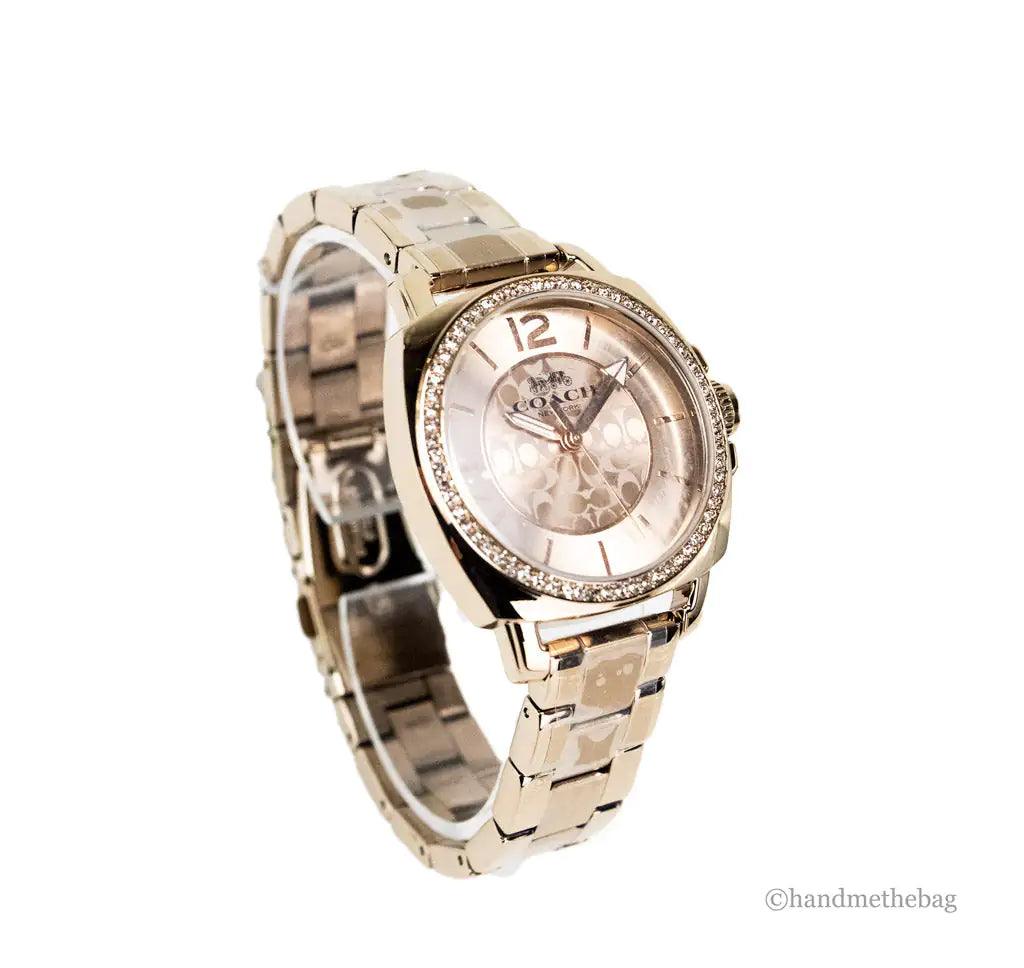 Coach Boyfriend Crystal Bezel Champagne Gold Toned Watch - Evallys.com # #