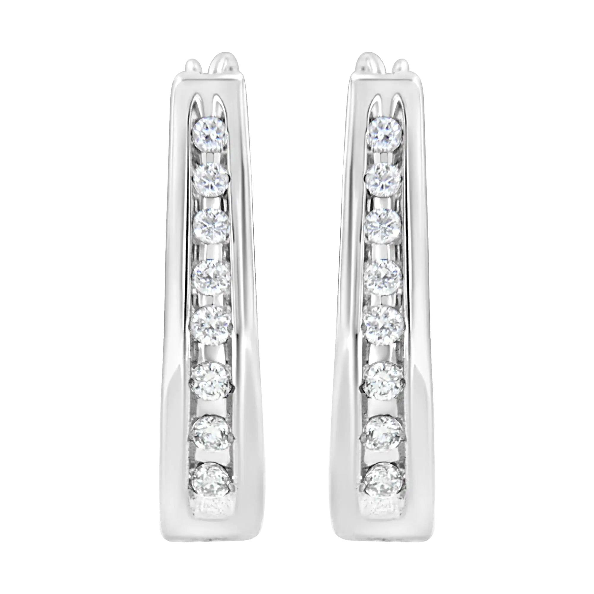 .925 Sterling Silver 1/4 Cttw Lab Grown Diamond Hoop Earring (F-G Color, VS2-SI1 Clarity) - Evallys.com # #