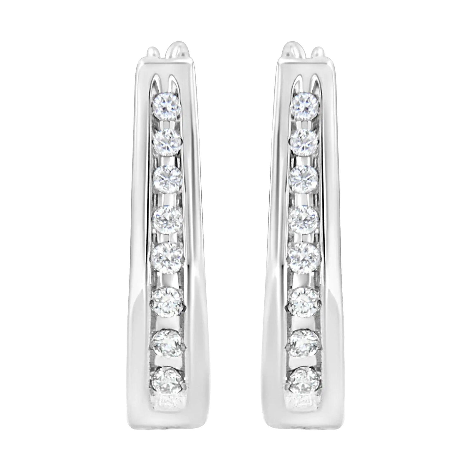 .925 Sterling Silver 1/4 Cttw Lab Grown Diamond Hoop Earring (F-G Color, VS2-SI1 Clarity) - Evallys.com # #