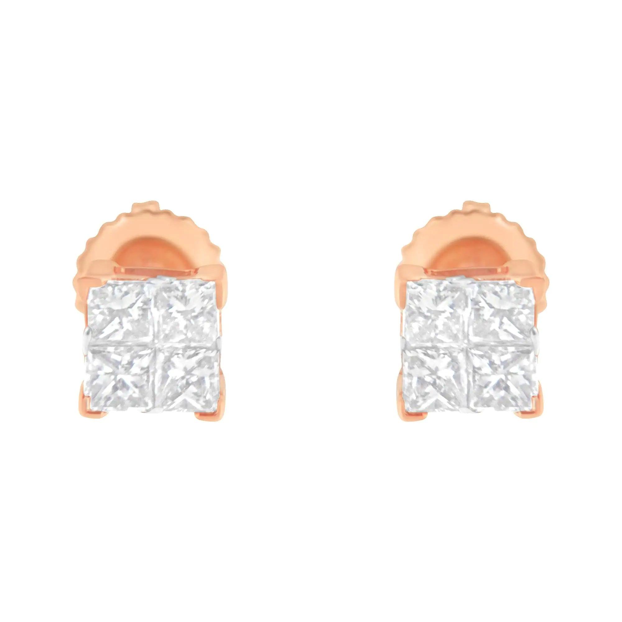 10K Gold Princess Diamond Composite Stud Earring (1/2 cttw, I-J Color, I1-I2 Clarity) - Evallys.com # #