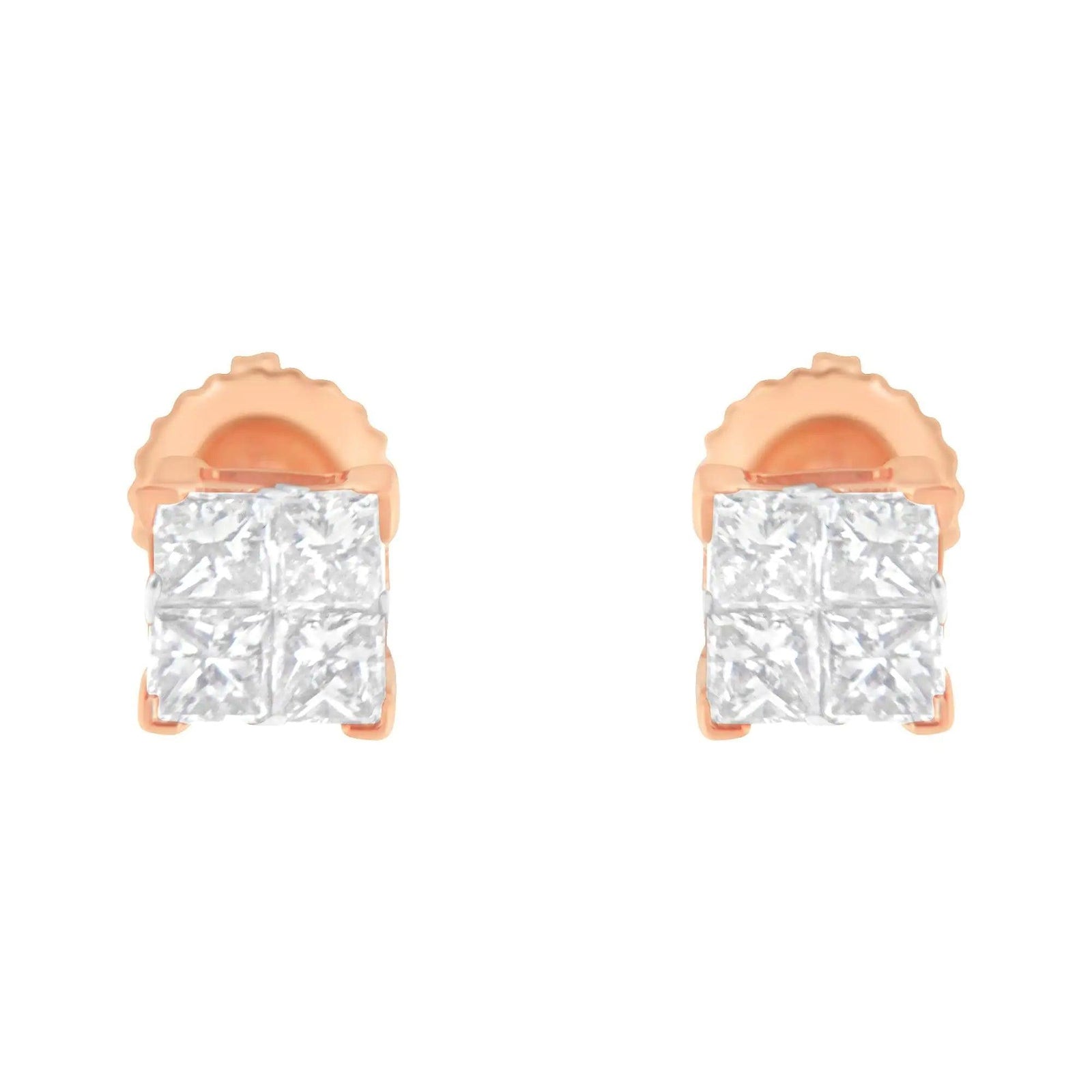 10K Gold Princess Diamond Composite Stud Earring (1/2 cttw, I-J Color, I1-I2 Clarity) - Evallys.com # #