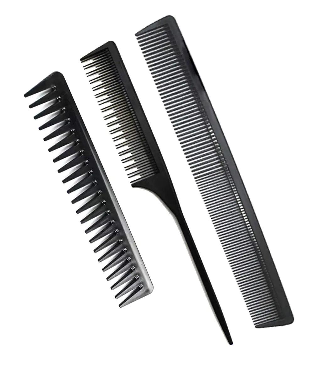 3 Pack Professional Cutting Comb Set, Teasing Comb, Fine and Wide-Tooth Combs for All Hair Types Black6 - Evallys.com # #