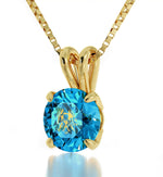 14k Yellow Gold Gemini Necklace Zodiac Pendant 24k Gold Inscribed on Crystal - Evallys.com # #